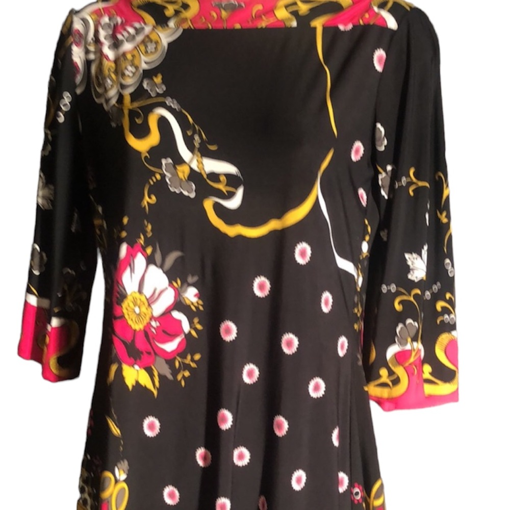 Donna Morgan fall yellow & black , pinkY2k floral abstract midi dress